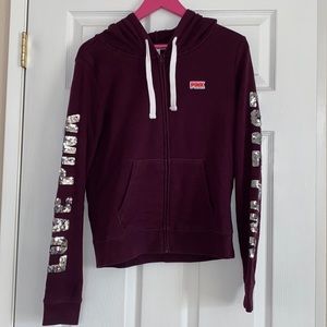 VS Pink Maroon Sequin Sweatshirt!